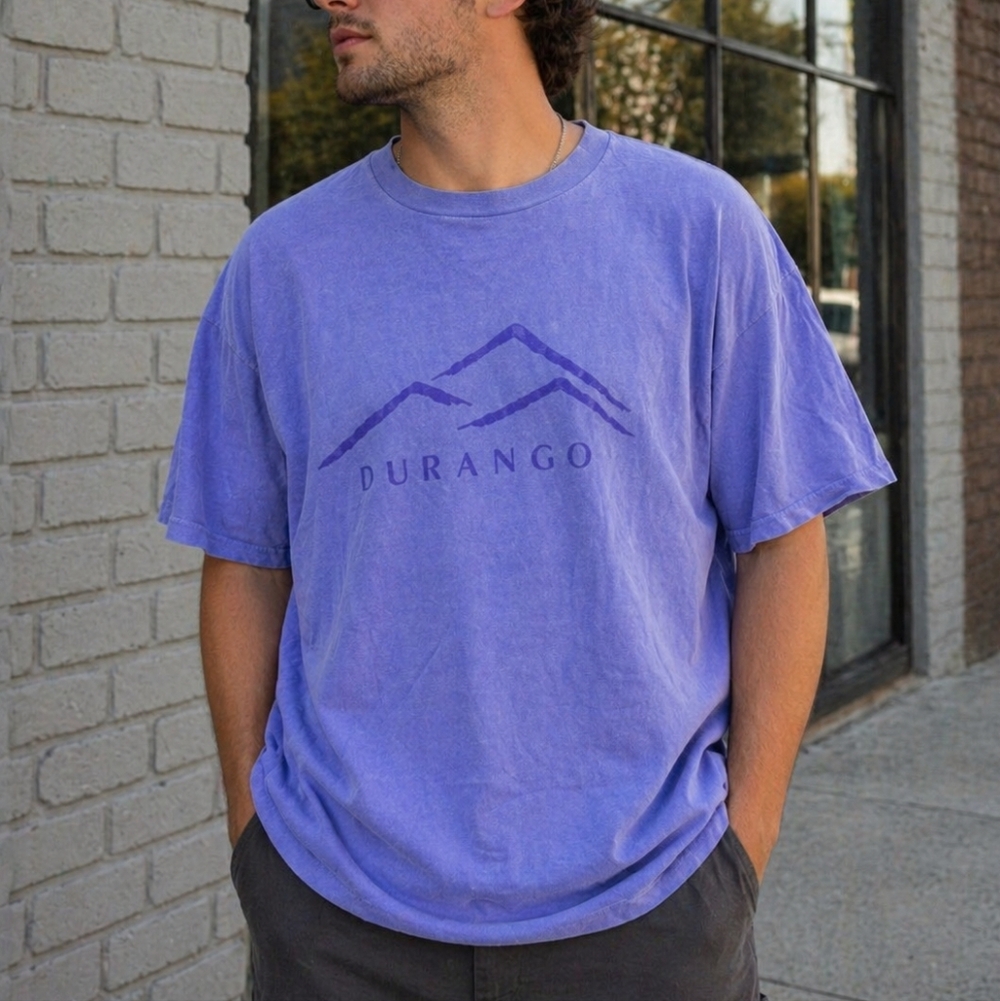 Anvil XL Purple Durango Graphic Tee Vintage Style Cotton Short Sleeve T-Shirt